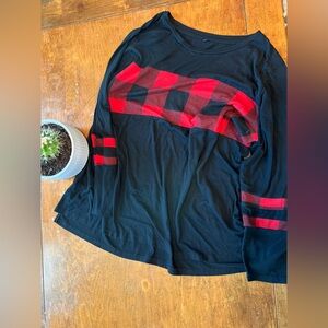Black and Red Plaid Long Sleeve Shirt